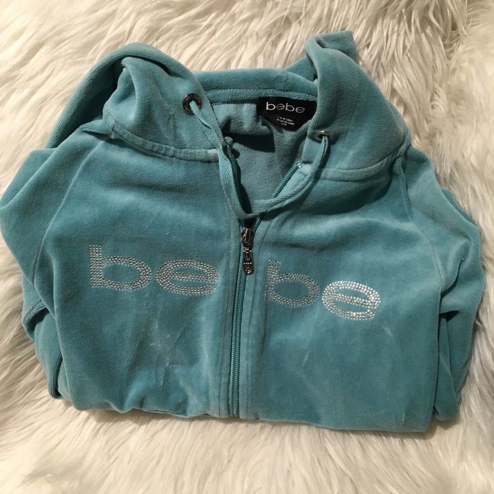 Bebe sparkle jewel logo velour tracksuit jacket